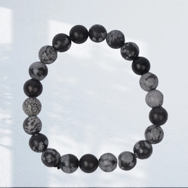 Natural Snowflake Obsidian Bracelet 